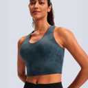 Sports Bras for Women Criss-Cross Back Padded Workout Tank Tops Medium Support Crop Tops for Women (Blue, L)