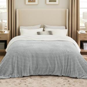 Bedsure Sherpa Blanket Queen Size for Bed - Super Soft, Cozy Fleece Thick Warm Blanket for Winter, GentleSoft Home Room Decor, Grey, 90x90 Inches