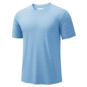 TACVASEN Running Shirts for Men Lightweight Quick Dry Short Sleeve Athletic Tops Cooling Breathable Gym Sport T-Shirt Sky Blue 2XL (Blue, XXL)