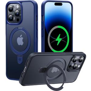 CASEKOO Designed Case for 14 Pro Max with Magnetic Invisible Stand [Military Drop Protection] [Compatible with MagSafe] Shockproof Slim Translucent Matte Promax Case 6.7 Inch, Blue