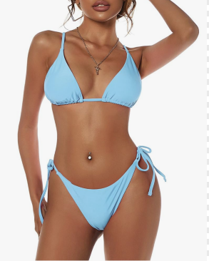 ZAFUL Women's Triangle Bikini Floral String Bikini Set Two Piece Swimsuit Bathing Suits, Size Medium