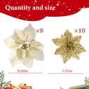 2 x 18 Pcs Large Poinsettia Flowers Set - 6"& 9" Artificial Christmas Flowers with Clips for Xmas Tree, Wreath Decor Decorator-Grade Xmas Decorations for Home, Champagne Gold