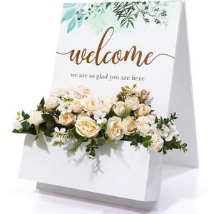 Flower Box Welcome Sign 23.6 Inch Wedding Welcome Sign With Flower Box, Wooden Welcome Floral Box Sign For Wedding Reception, Bridal Shower, Baby Shower, Birthday Party Decor