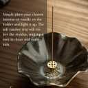 6 Inch Incense Holder with 3 Copper Incense Sockets Lotus Incense Holder for Sticks Modern Insence-Stick Holder for Meditation, Yoga, SPA, Home Decor, Black