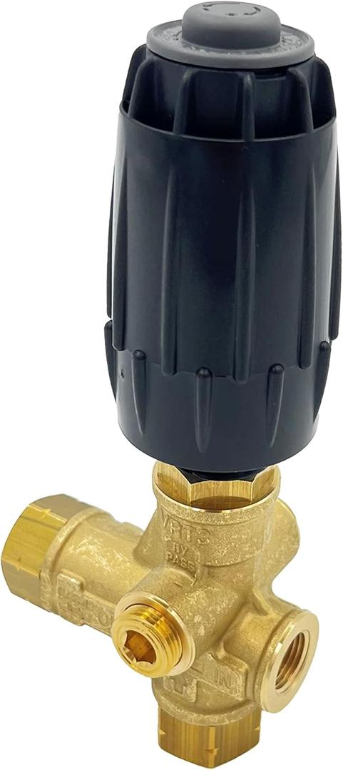 Annovi Reverberi VRT3-310 Unloader, Black Spring, 4500 PSI, 10.5 GPM, Adjustment Knob, Brass