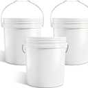 2.5 Gallon Bucket for Cleaning, Small Extra Thick Plastic Bucket with Metal Handle, Food Grade, BPA Free (White, 3 Pack, No Lid)