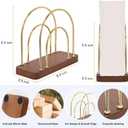 Qiannhee Gold Napkin Holder for Table, Modern Metal Wire Arch Design,Standing Napkin Dispenser,Walnut Brown Wood Base with Non - Slip Pads, Ideal for Kitchen, Dining, Wedding, Party Decorative Use