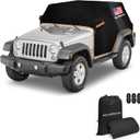 Wrangler Cab Cover for 2007-2025 Jeep Wrangler JK JKU JL JLU 4 Door,NEVERLAND Half Car Cover Waterproof Oxford with Reflective Strip,Sun Snowproof Cab Car Cover Black