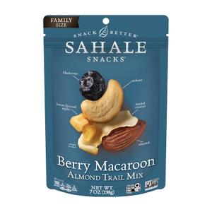 Sahale Snacks Berry Macaroon Almond Trail Mix, 7 oz Pouches (1 Pack) - Dry-Roasted Deluxe Mixed Nuts - Coconut, Blueberries & Apples - Non-GMO, Kosher Trail Mix & Certified Gluten-Free Snacks | 7 oz Pouches, 1 Pack - Coconut, Blueberries & Apples - Kosher & Certified Gluten-Free Snacks, BBD 09/15/2026