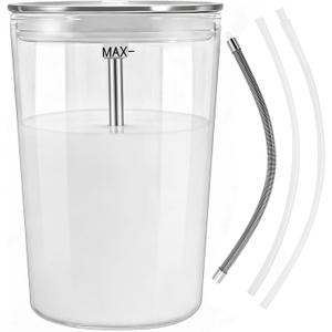 Glass Milk Container with Stainless Steel Milk Pipe Casing and HP3 Adapter Compatible with Jura Coffee Machine Models E8, S8, Z8, Z6 (16.9oz) Replaceable for 72570