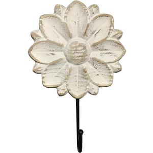 Decorative Boho Flower Towel Hooks, White Distressed Wood Hanging Hooks, Farmhouse Boho Coat Rack Hooks for Hanging Things, Towels, Purse Decorative Boho Flower Towel Hooks, White Distressed Wood Hanging Hooks, Farmhouse Boho Coat Rack Hooks for Hanging Things, Towels, Purse