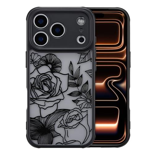 XIZYO for iPhone 17 Pro Max Case, Floral Rose Cute Phone Case for Women Girls Aesthetic Pattern Print Slim TPU Bumper Shockproof Protective Cover for iPhone 17 Pro Max 6.9 Inch, Black