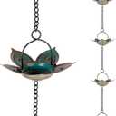 8.3 FT Lotus Rain Chain, Metal Rain Chains for Gutters with 12 Cups, Adjustable Rain Catcher Chain for Eaves Drainage, Replacement for Downspout, Outdoor Decor