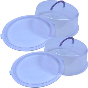 (2) Reusable Plastic Cake Container with Lid, 12x4.75 in. Clear Transparent Pies Keeper Pastry Dome Carrier Dessert Presentation Home Kitchen Gift Food Organizer & CUSTOM Storage Carrier