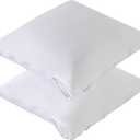 Waterproof Feather Proof Euro Pillow Protectors with Zipper 26x26 Pack of 2 Soft Bamboo Viscose Jersey Square Pillow Covers for European Throw Pillow (White(Smooth Surface))