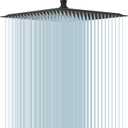 BESy 16 Inch Rain Shower Head, 16" Square Rainfall & High Pressure Stainless Steel Bath Showerhead, 1/16" Ultra Thin, Waterfall Full Body Coverage with Silicone Nozzle, Matte Black Finish