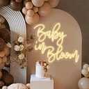 Baby in Bloom Neon Sign Baby Shower Backdrop Welcome Sign,Nursery Wall Art USB Size:20inch