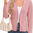 AGSEEM Full Lining Sweater Blazers for Women Open Front Long Sleeve Work Office Suit Jackets Blazer with Pockets (Black, L)