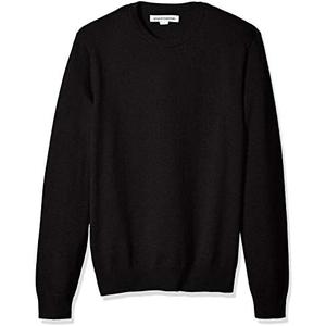 Amazon Essentials Men's Long-Sleeve Crewneck Sweater, 100% Cotton, Big & Tall, Black, XL