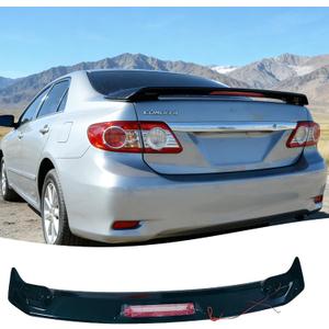 STSEV01 Rear Spoiler Wing with LED Brake Light Fit for Toyota Corolla Sedan 2009-2013 L/LE/S/CE/XLE/XRS, Gloss Black DeckLid Lip Trunk Exterior Accessories