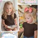 Halfchet Toddler Girls' Puff Sleeve Tops, Dark Brown, 2T