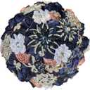 Bridal Wedding Bouquet with Luxury Rhinestone Brooch Bling Bouquet for Bride Bridesmaid Quinceanera Satin Rose Flower Bouquet Wedding Dusty Pink and Navy Blue 8.3in