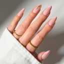 Glamnetic Press On Nails - Cherry Bow | Medium Almond Fake Nails with Pink French Tips, Lace Trim & 3D Cherry Accents in Glossy Finish, Salon Quality | 15 Sizes - 30 Nail Kit with Glue