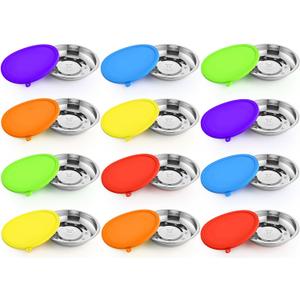 Patelai 24 Pcs Stainless Steel Dog Bowls with Silicone Lids Portable Food and Water Dishes for Pets Sealable Containers for 6.3" for Cats & Small Dogs (Red, Blue, Green, Purple, Yellow, Orange)