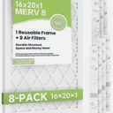Air Filters 16x20x1” 8-pack With Reusable Frame Merv 8 Mpr 700 Filters