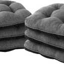IPYNBAP Chair Cushions for Dining Chairs Set of 6, Kitchen Chair Cushions, Chair Pads with Ties and Non Slip Backing, Tufted Memory Foam Seat Cushion 6 Pack, 15.5" x 15.5" x 4", Dark Gray