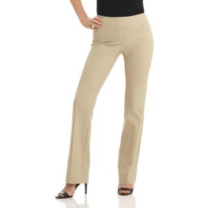 Rekucci Womens Ease into Comfort Stretchy Business Casual Bootcut Pull-On Everyday Office Pant in Regular/Tall/Petite Sizes (Beige)