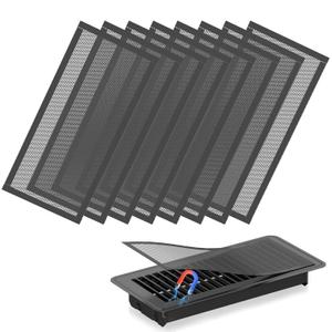 Hon&Guan Floor Vent Covers, Strong Magnetic Vent Mesh Air Vent Filters, 4x10'' PVC Floor Register Vent Screens for Home Floor/Wall/Ceiling Catch Debris Hair Dust (8PCS) (Black)
