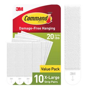 Command 2 lb X-Large Picture Hanging Strips, 1 Pairs White Command Strips Heavy Duty Picture Hanger