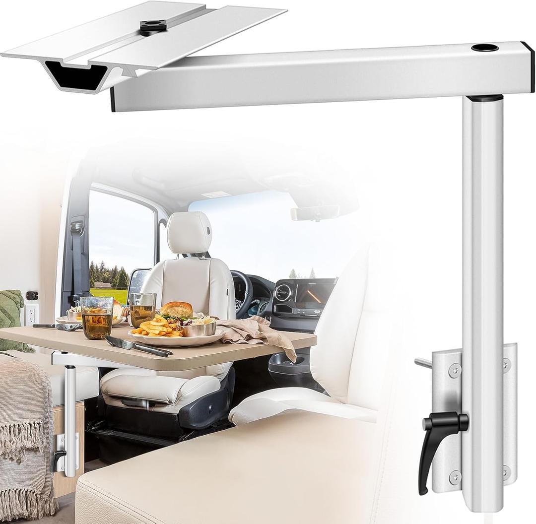 RV Adjustable Table Leg, 360 Degree Rotation Aluminum Alloy Removable RV Table Leg, Height Adjustable RV Table Leg Bracket for Caravan Motorhome Yachts, Easy to Install