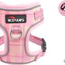 No Pull Dog Harness and Leash Set-Reflective Plaid Design, Adjustable & Comfortable with Front D Ring for Small Medium Dogs (XS, Pink Plaid)