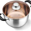 LIANYU 6QT Stock Pot with Lid, Stainless Steel Soup Pasta Pot for Home Kitchen Restaurant, Stockpot for Strew Simmer Boiling, Heat-proof Handle, Dishwasher Safe