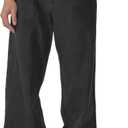 Plaid&Plain Men's Hip Hop Baggy Jeans Casual Wide Leg Y2k Skateboard Vintage Denim Pants Streetwear (Black)