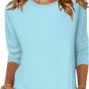 Zeagoo Women's Casual 3/4 Sleeve T-Shirts Round Neck Cute Tunic Tops Basic Tees Blouses Business Work Tee Top (X-Large, Blue)