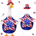 4th of July Porch Goose Outfit for 23" 250th Anniversary Patriotic Stars Goose Costume Memorial Independence Day Geese Clothes for Lawn Patio Yard Outdoor Garden Decoration