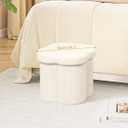 B FSOBEIIALEO Storage Ottoman Cube, Flowers Shaped Ottomans with Storage Foot Stool Footrest for Lving Room, Boucle Ottoman Seat for Dorm Room,Faux Teddy Fur,White 12.6"x12.6"x12.6"