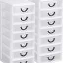 Rempry 2 Pack Mini Plastic Drawers Organizer, 7.1"x5.1"x13.2" Small Storage Drawers Organizer Container Case with 7 Clear Desktop Drawer Units, White