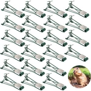 24 Pack Gopher Traps Outdoor - Reusable Easy Set Metal Gopher Trap, Weather Proof Mole Vole Traps for Lawn Garden Farm, Mole Killer Trap, Stainless Steel