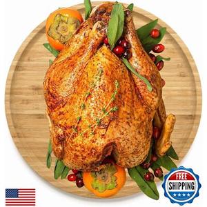 Sholramo Thanksgiving Turkey Platter Large Bamboo Turkey Tray Fruit, Bread, Salad Plate, Round Wood Charcuterie Pizza Tray Perfect for Holiday Dinners, Size 15.7" X 15.7"