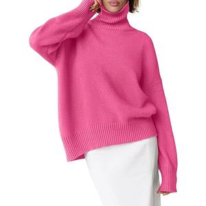 ANRABESS Womens Turtleneck Sweaters Oversized Chunky Long Sleeve Knit High Low Hem Pullover Top 2026 Fall Winter Fashion, Size: M