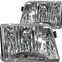 DNA MOTORING Pair of Headlight Assemblies Compatible with 93-97 Ford Ranger, Chrome Housing, HL-OH-FR93-CH