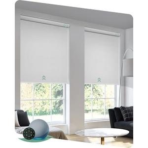 Yoolax Motorized Blinds with Remote, 100% Blackout Smart Blinds for Indoor Windows Motorized Roller Shades Work with Alexa, Electric Shades with Voice Control (Jacquard White, 36" W x 72" H)