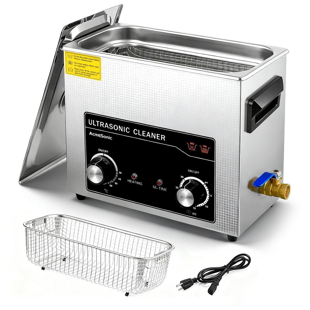 Commercial Ultrasonic Cleaner with Knob, 6L Professional Ultrasonic Cleaner, 40kHz with Heater and Timer for Tools, Jewelry, Watches, Glasses, Dentures, and Small Metal Parts