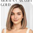 GORGIUS Blonde Bob Wig with Highlights Glueless Straight Short Synthetic Lace Front Wigs For Women Pre Cut Pre Plucked Side Part Hairline 12 Inch