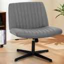 Criss Cross Chair,Comfortable Armless Cross Legged Ergonomic Height Adjustable Wheelless Computer Task Office ChairWide Seat Swivel Dressing Table Chair for Home Office Fabric,Grey