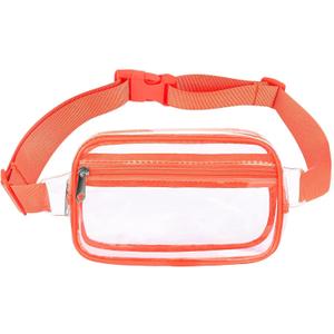 Waist Belt Bag Fashion Fanny Women and Men Gift Waist Pack With Adjustable Strap For Travel Running Hiking Walking Clear Orange
